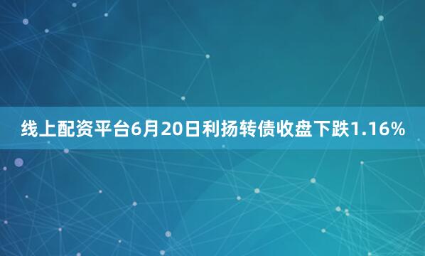 线上配资平台6月20日利扬转债收盘下跌1.16%